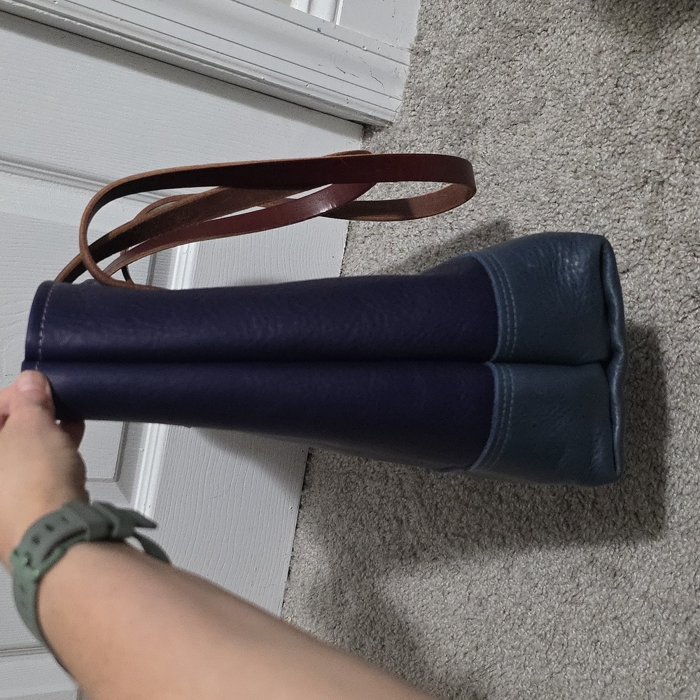 KMM & Co Colorblock Panel Tote Shoulder Bag Purple Violet Blue Cypress - Picture 5 of 11